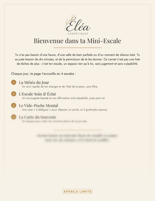 Carnet de Bord Mini-Escale — Ton Journal de 30 Jours Pour Te Retrouver | Éléa Cosmétiques